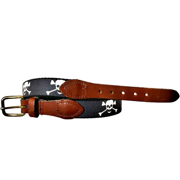 Other - Jolly Roger's crossbones  belt children's black with brown leather trim EUC